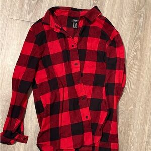 Forever 21 Red & Black Buffalo Plaid Button-Up Shirt